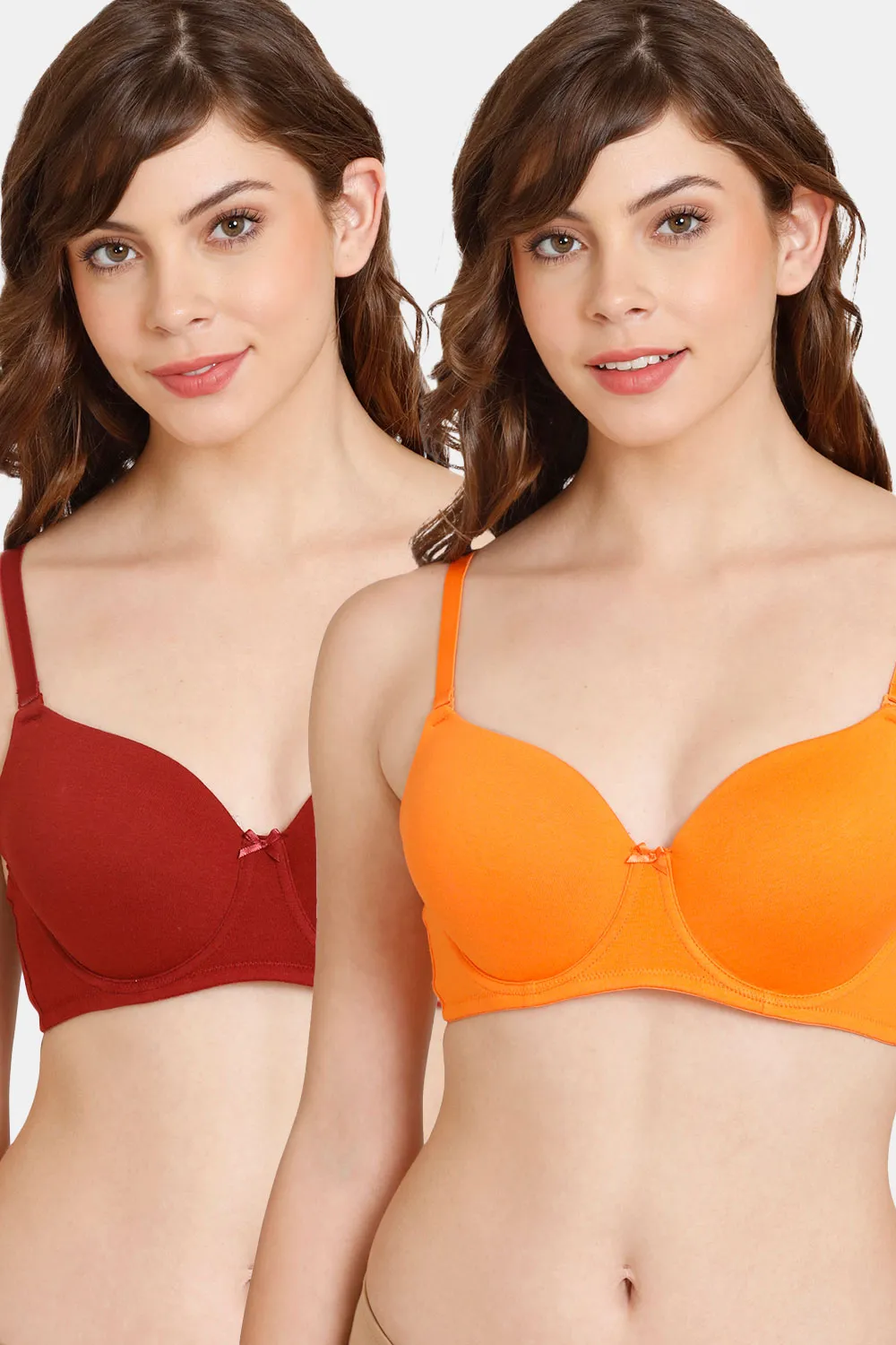 Buy Rosaline Padded Wired 3/4th Coverage T-Shirt Bra (Pack of 2) -Syrah Golden