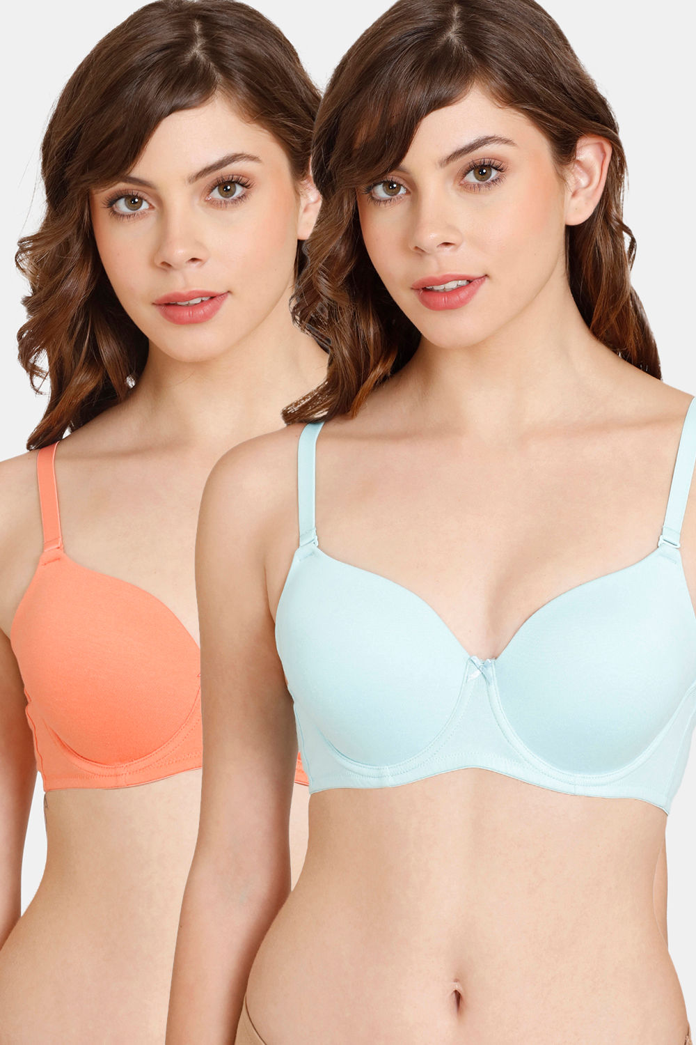 Buy Rosaline Padded Wired 3/4th Coverage T-Shirt Bra (Pack of 2) - Island  Persimmon at Rs.879 online