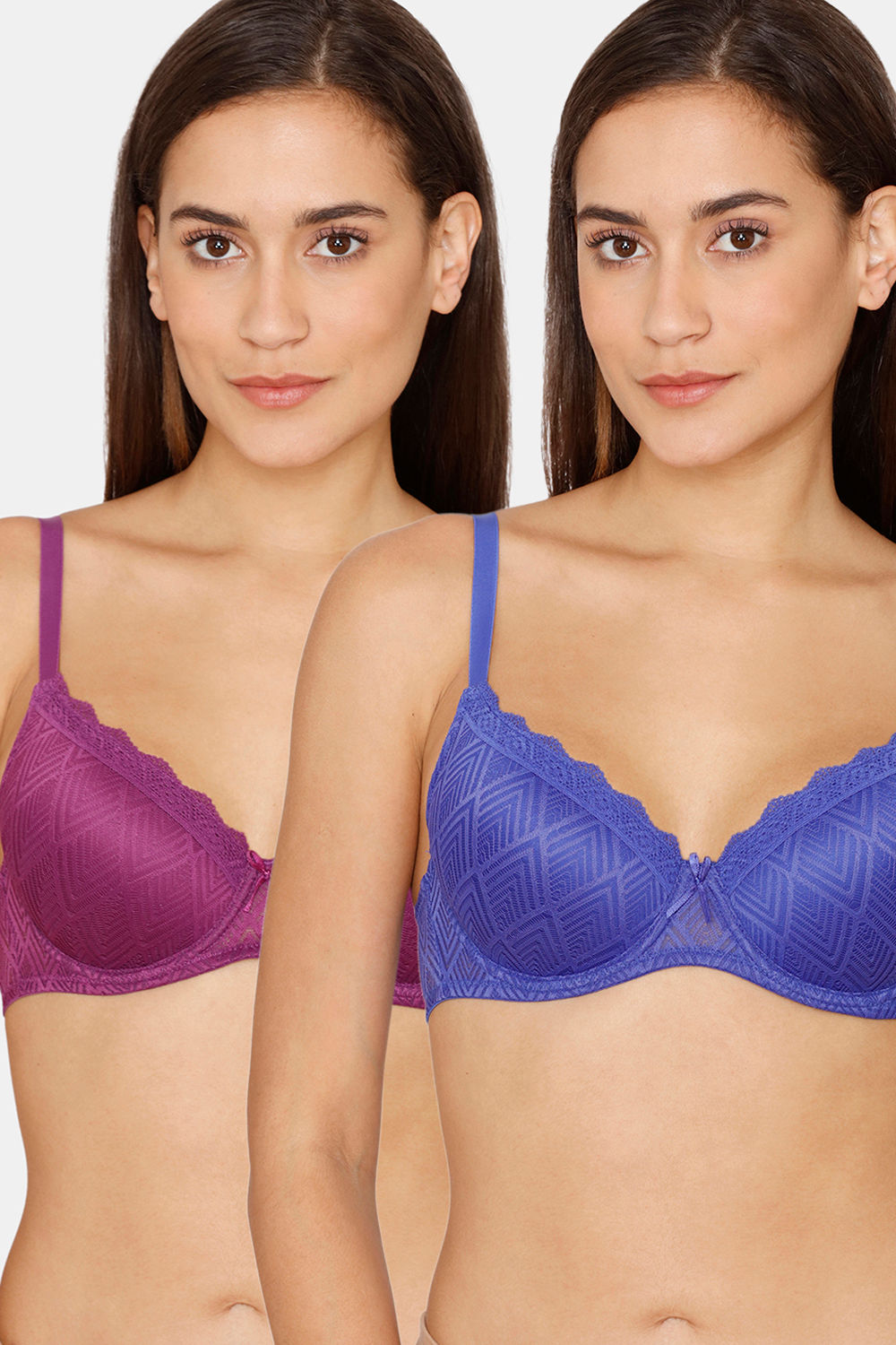 Buy Rosaline Padded Wired 3/4th Coverage T-Shirt Bra (Pack of 2) - Charisma Blue