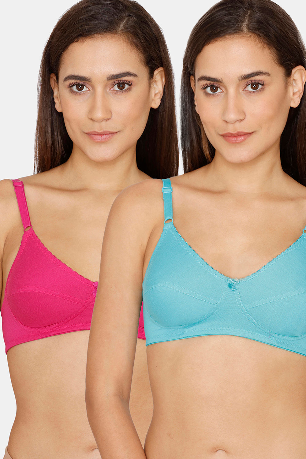Buy Rosaline Everyday Double Layered Non Wired 3/4th Coverage Bra (Pack of 2) - Fuchsia Baltic