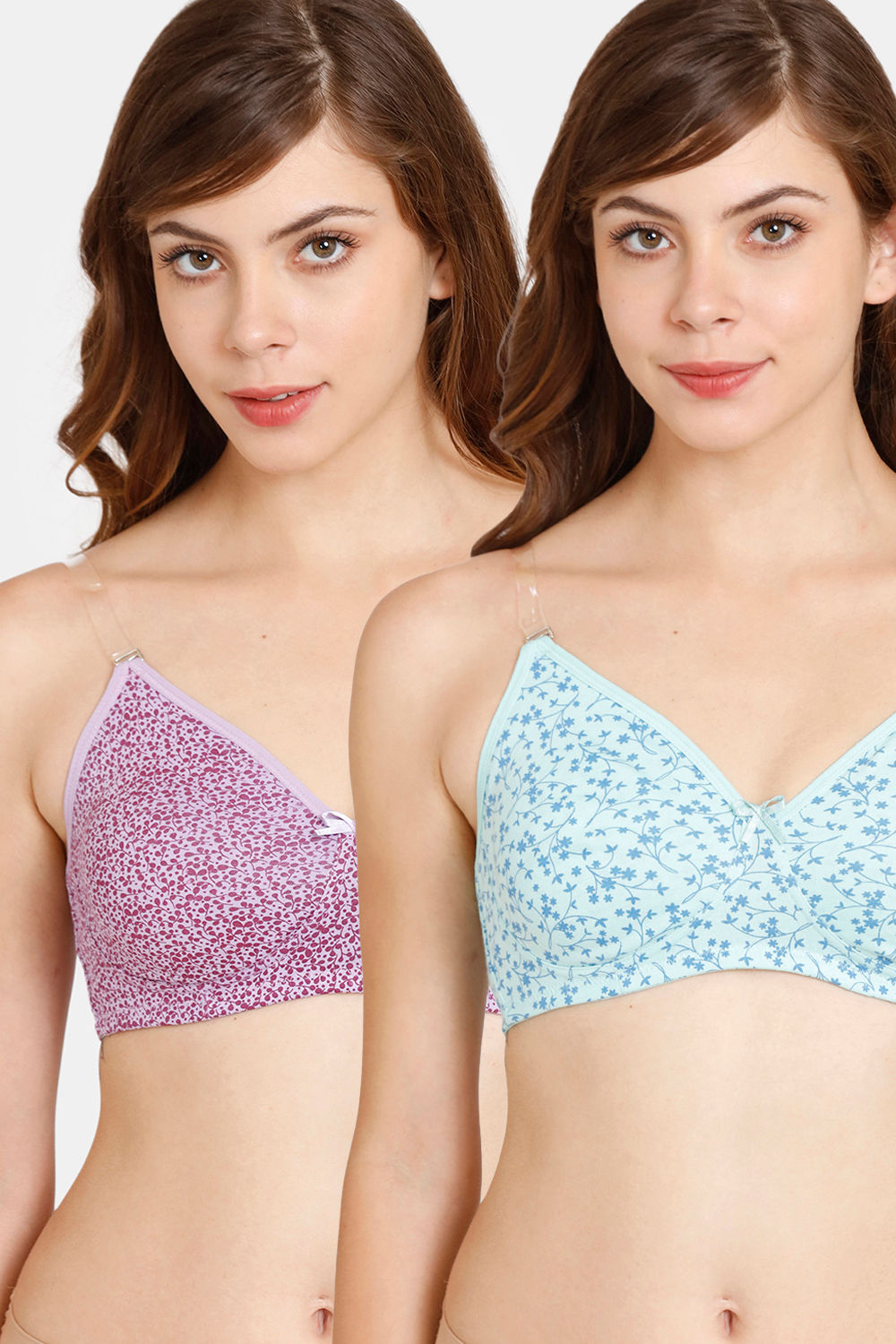 Buy Rosaline Everyday Double Layered Non-Wired 3/4th Coverage T-Shirt Bra (Pack of 2) - Violet Aruba