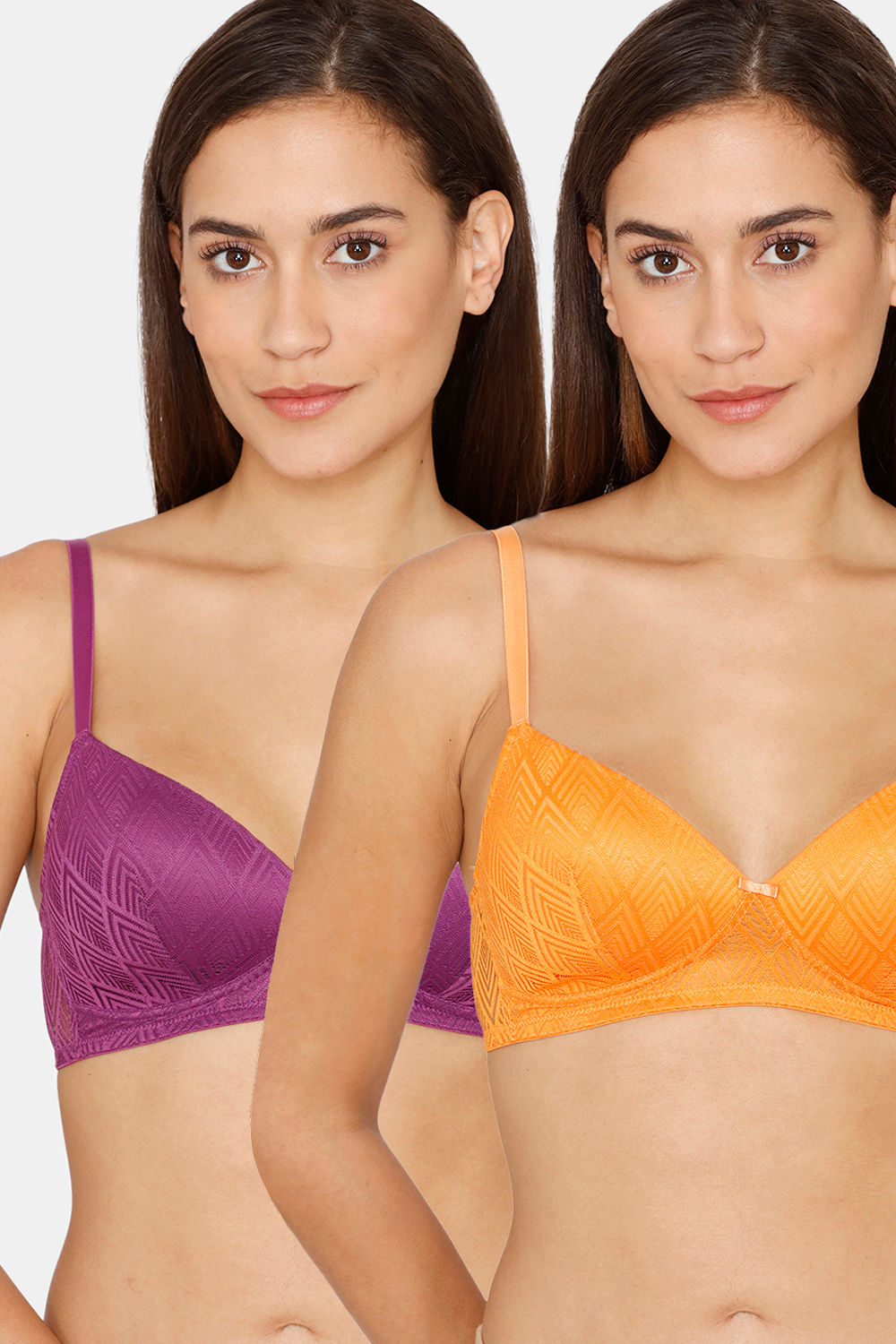 Buy Rosaline Padded Non Wired 3/4th Coverage T-Shirt Bra (Pack of 2) - Charisma Ochre