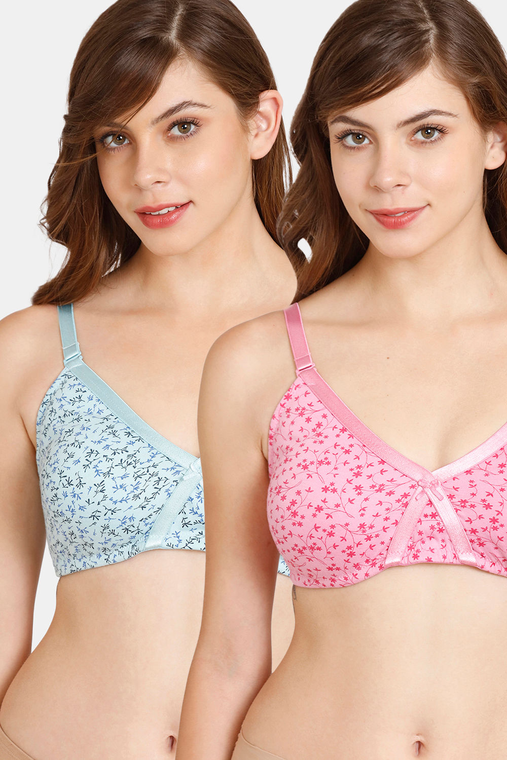 Buy Rosaline Everyday Double Layered Non-Wired 3/4th Coverage  T-Shirt Bra (Pack of 2) - Lilac Plum