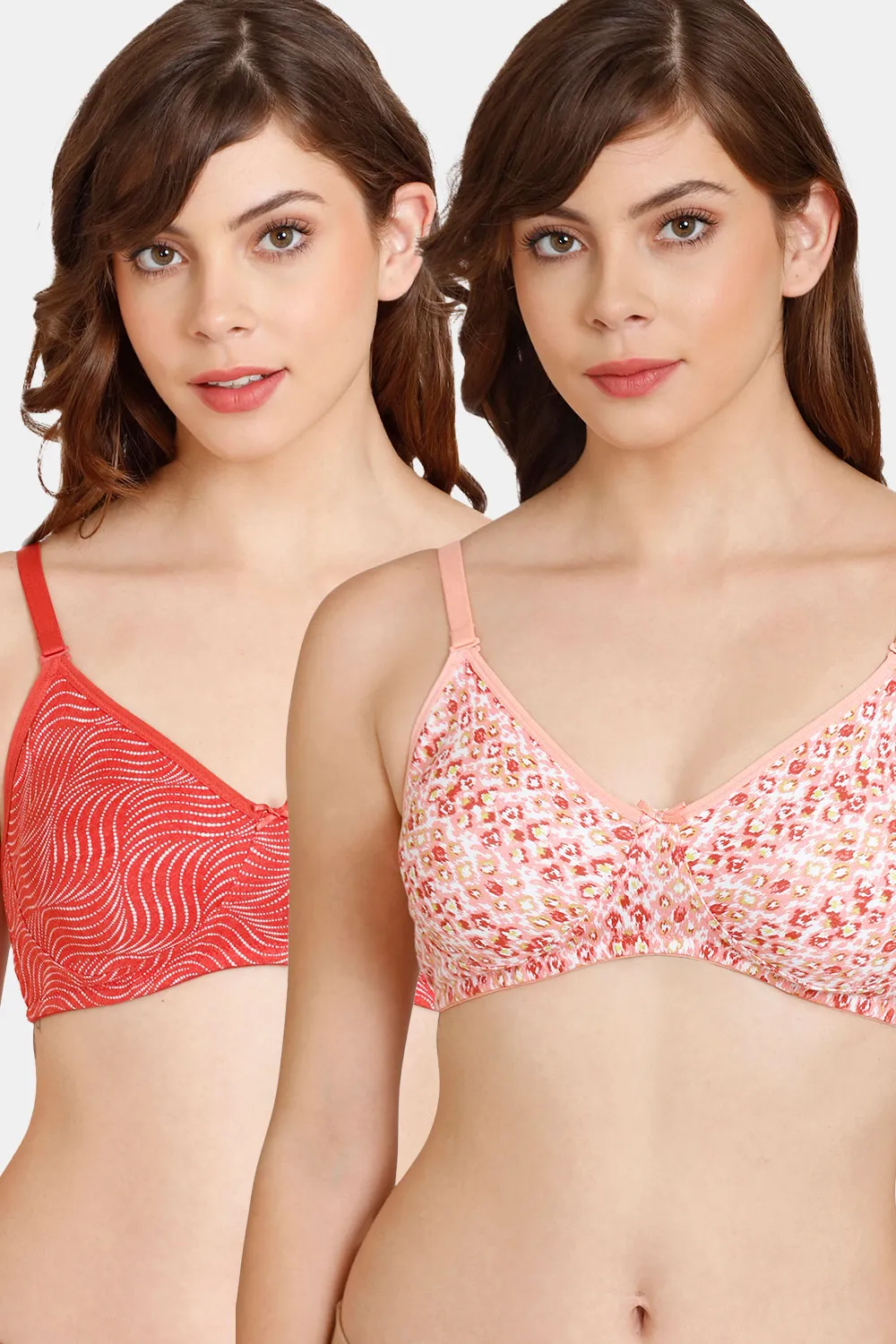 Buy Rosaline Everyday Double Layered Non-Wired 3/4th Coverage  T-Shirt Bra (Pack of 2) - Valiant Poppy White