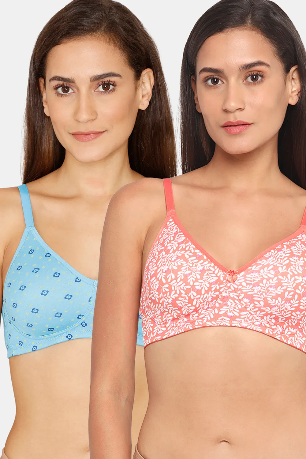 Buy Rosaline Everyday Double Layered Non Wired 3/4th Coverage T-Shirt Bra (Pack of 2) - Horizon Peach