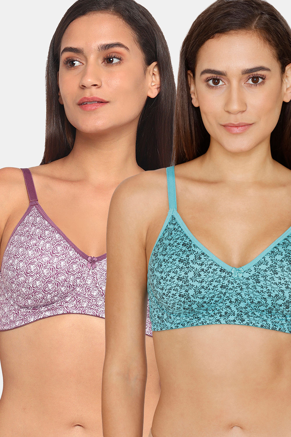 Buy Rosaline Everyday Double Layered Non Wired 3/4th Coverage T-Shirt Bra (Pack of 2) - Grape Juice Baltic