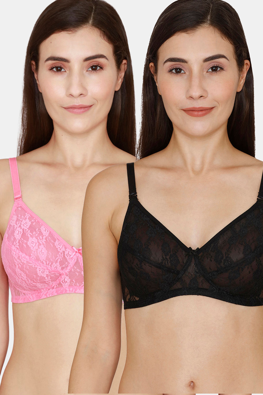 Buy Rosaline Everyday Single Layered Non Wired 3/4th Coverage Bra (Pack of 2) - Pink Lemonade Anthracite