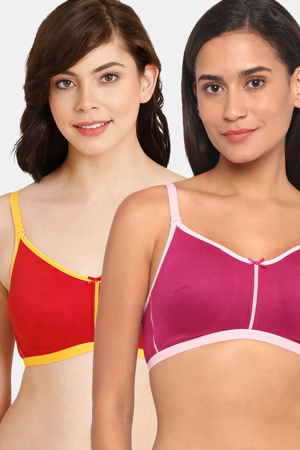 Buy Rosaline Everyday Double Layered Non Wired 3/4th Coverage T-Shirt Bra (Pack of 2) - Fuschia Ski Patrol