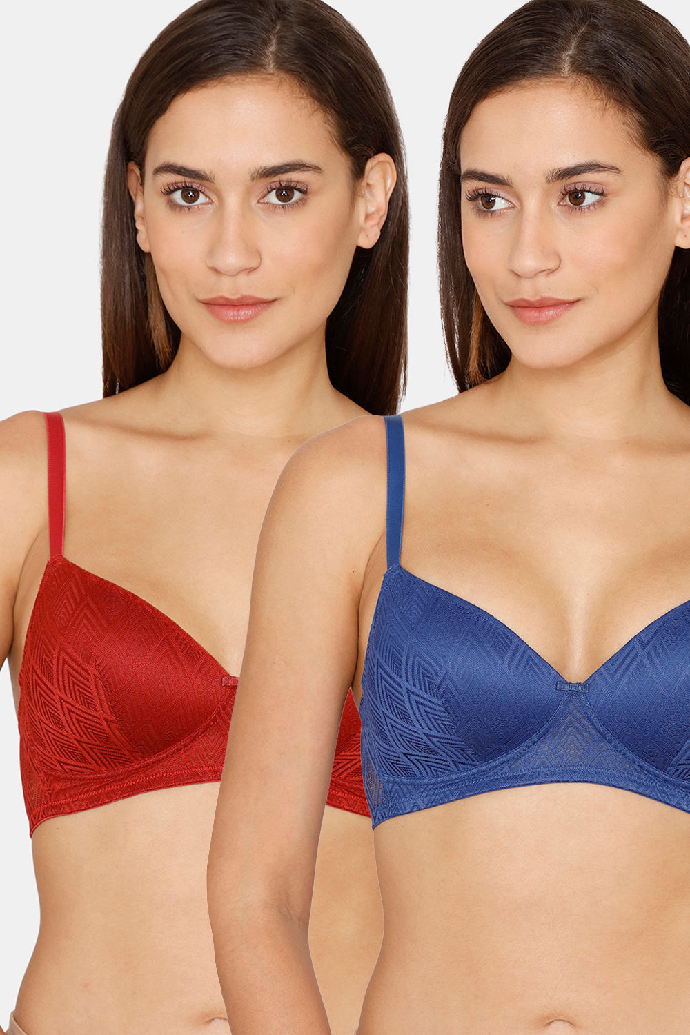 Buy Rosaline Padded Non Wired 3/4th Coverage T-Shirt Bra (Pack of 2) - Merlot Blue