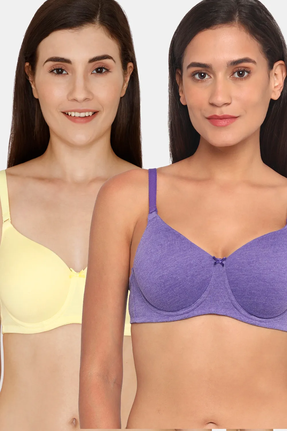 Buy Rosaline Padded Wired 3/4th Coverage T-Shirt Bra (Pack of 2) - Prism Popcorn