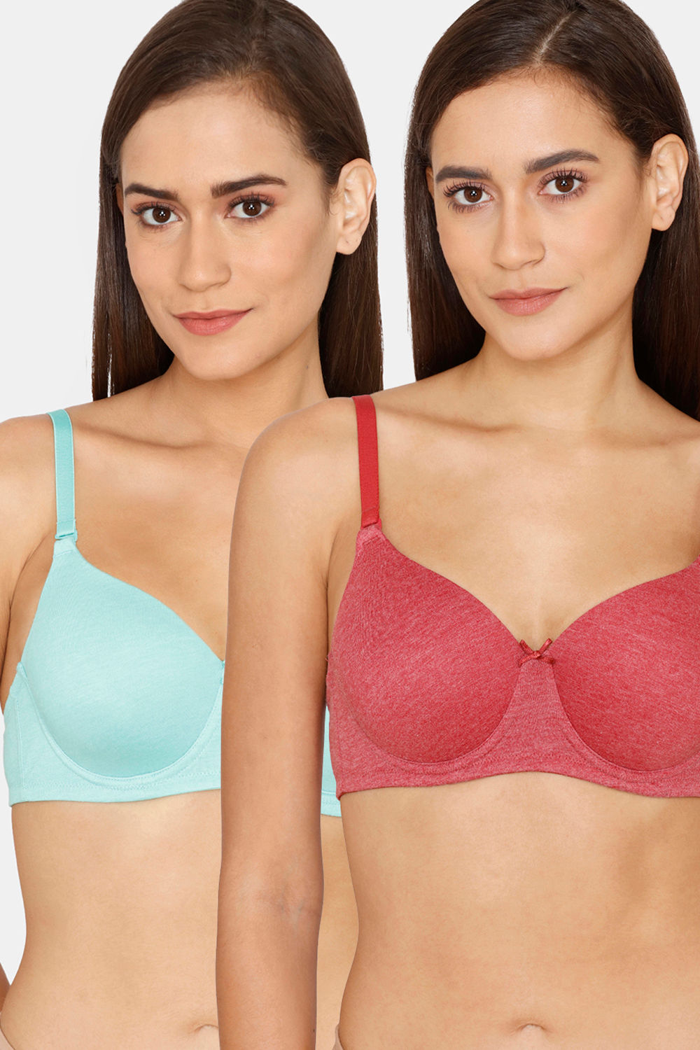 Buy Rosaline Padded Wired 3/4th Coverage T-Shirt Bra (Pack of 2) - Florida Key Red