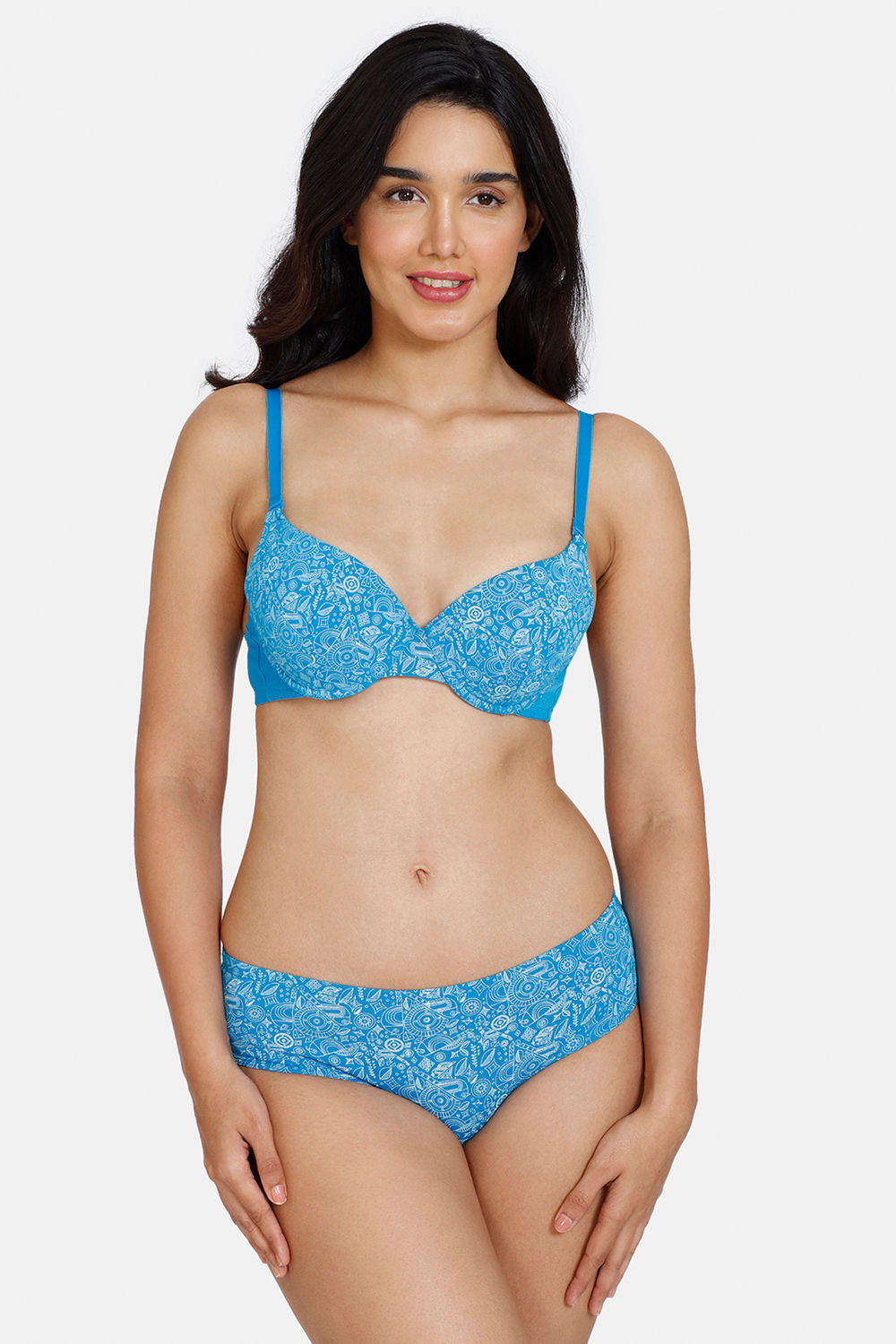 Buy Zivame Blue Solid Underwired Heavily Padded Push Up Bra