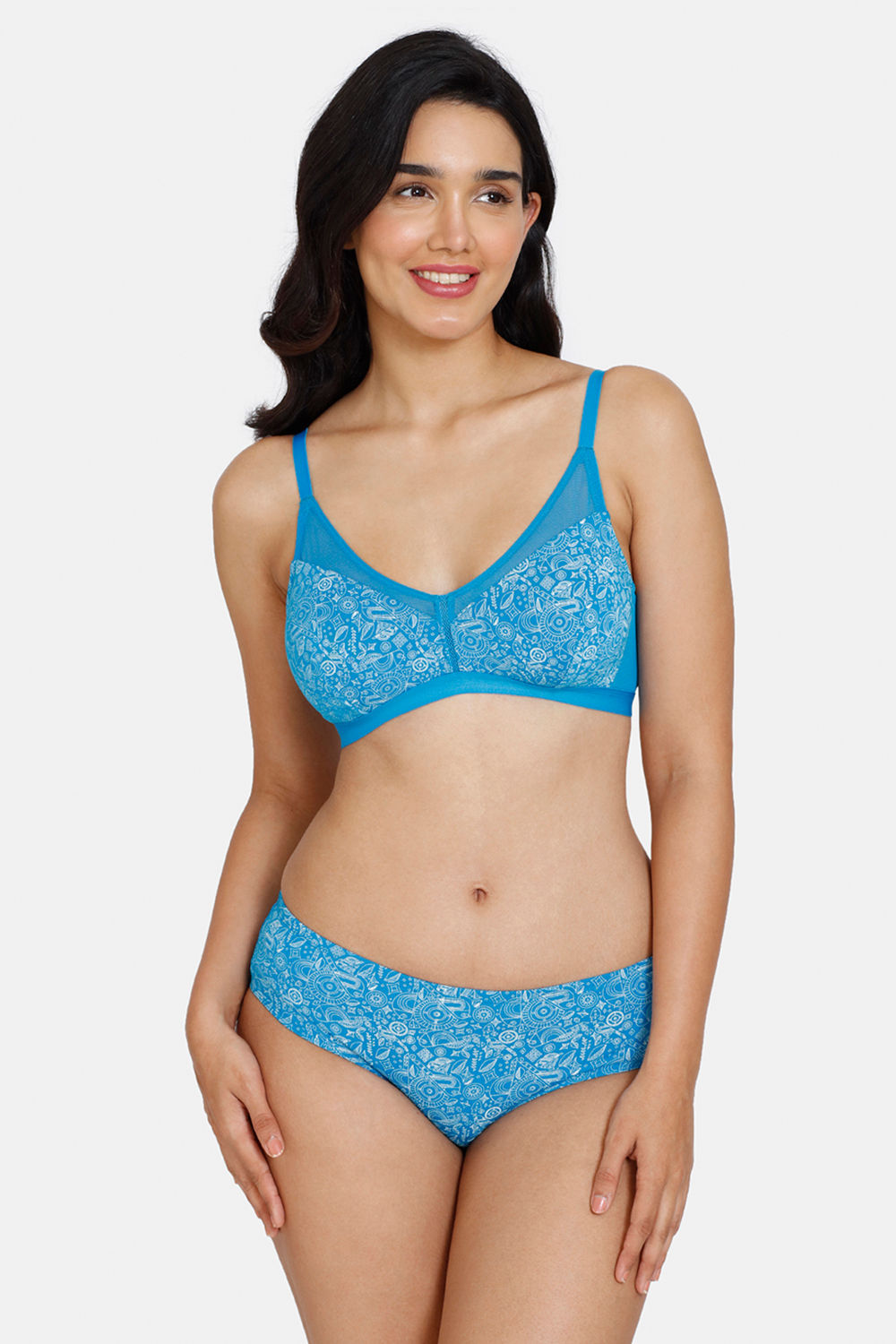 Buy Zivame All That Lace Demi Bra with Thong Panty- Red at Rs.1290 online