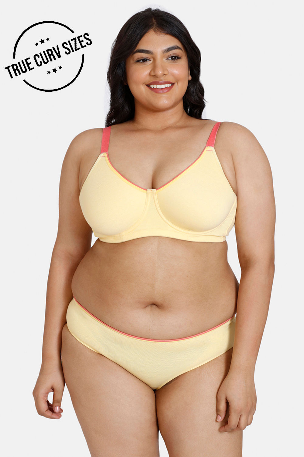Buy ZIvame True Curv Summer Blooms Single Layered Non Wired Full Coverage  Minimiser Bra - Ceramic at Rs.538 online