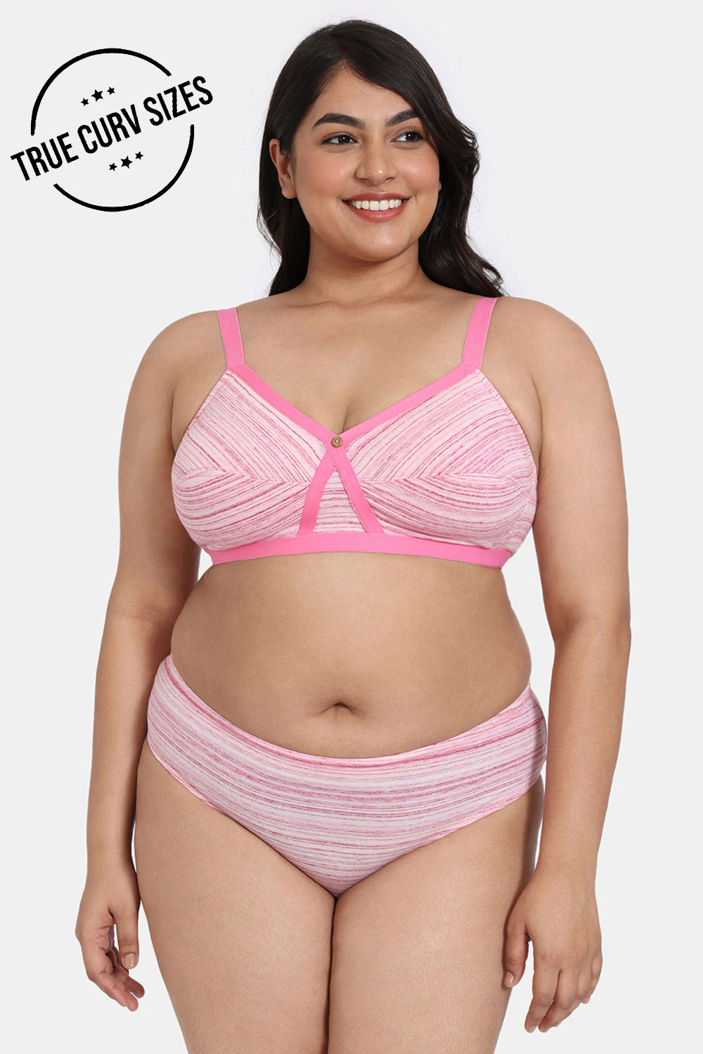 Buy Zivame True Curv Natural Collective Padded Wired 3/4th Coverage Super  Support Bra With Hipster Panty- Grenadine at Rs.697 online