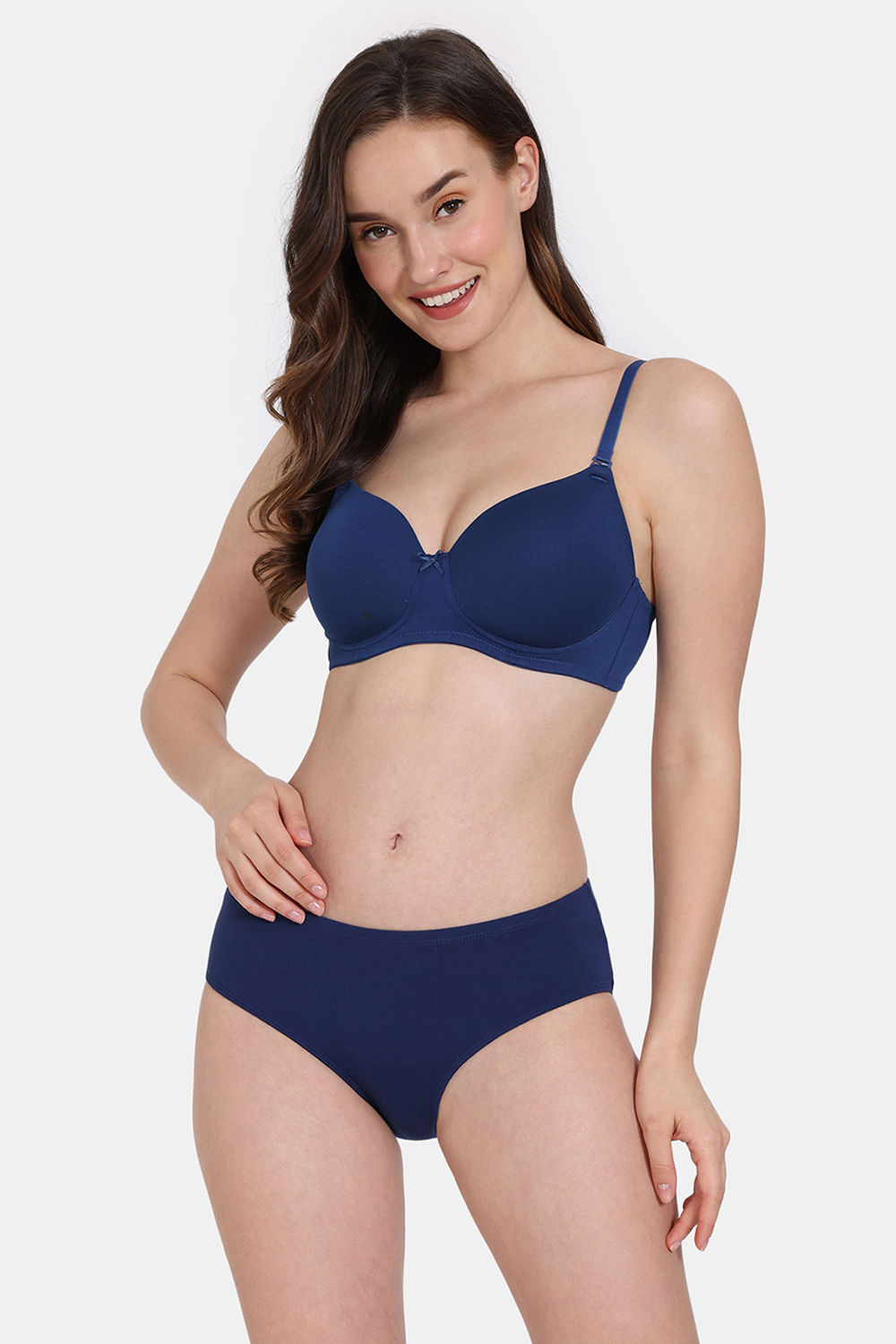Buy Zivame Mosaic Valley Padded Non Wired Medium Coverage T-Shirt Bra With  Hipster Panty - Purple Print at Rs.722 online