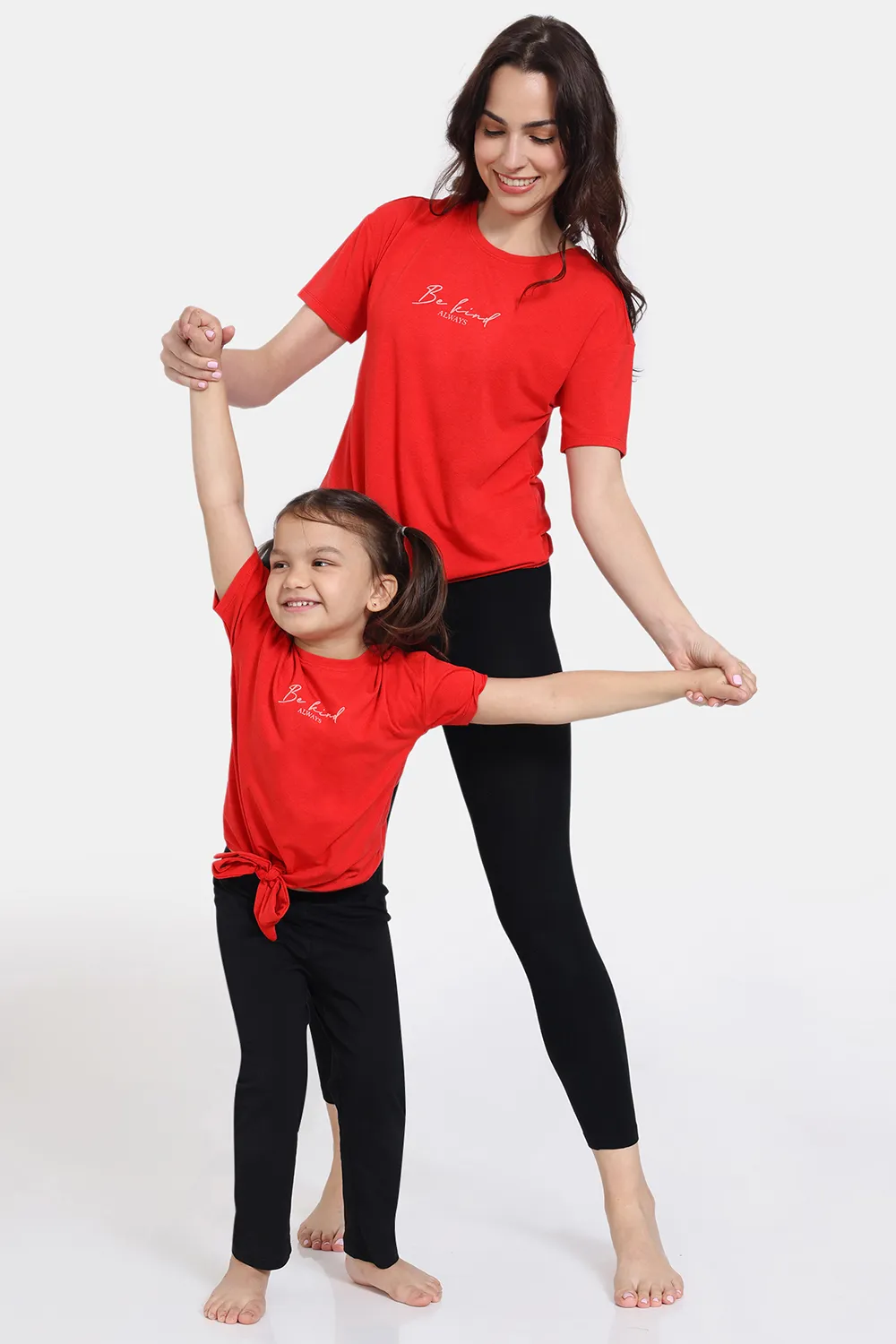 Buy Zivame Mini Me Knit Poly Mom-Kid Knee Length Lounge Top - Aurora Red