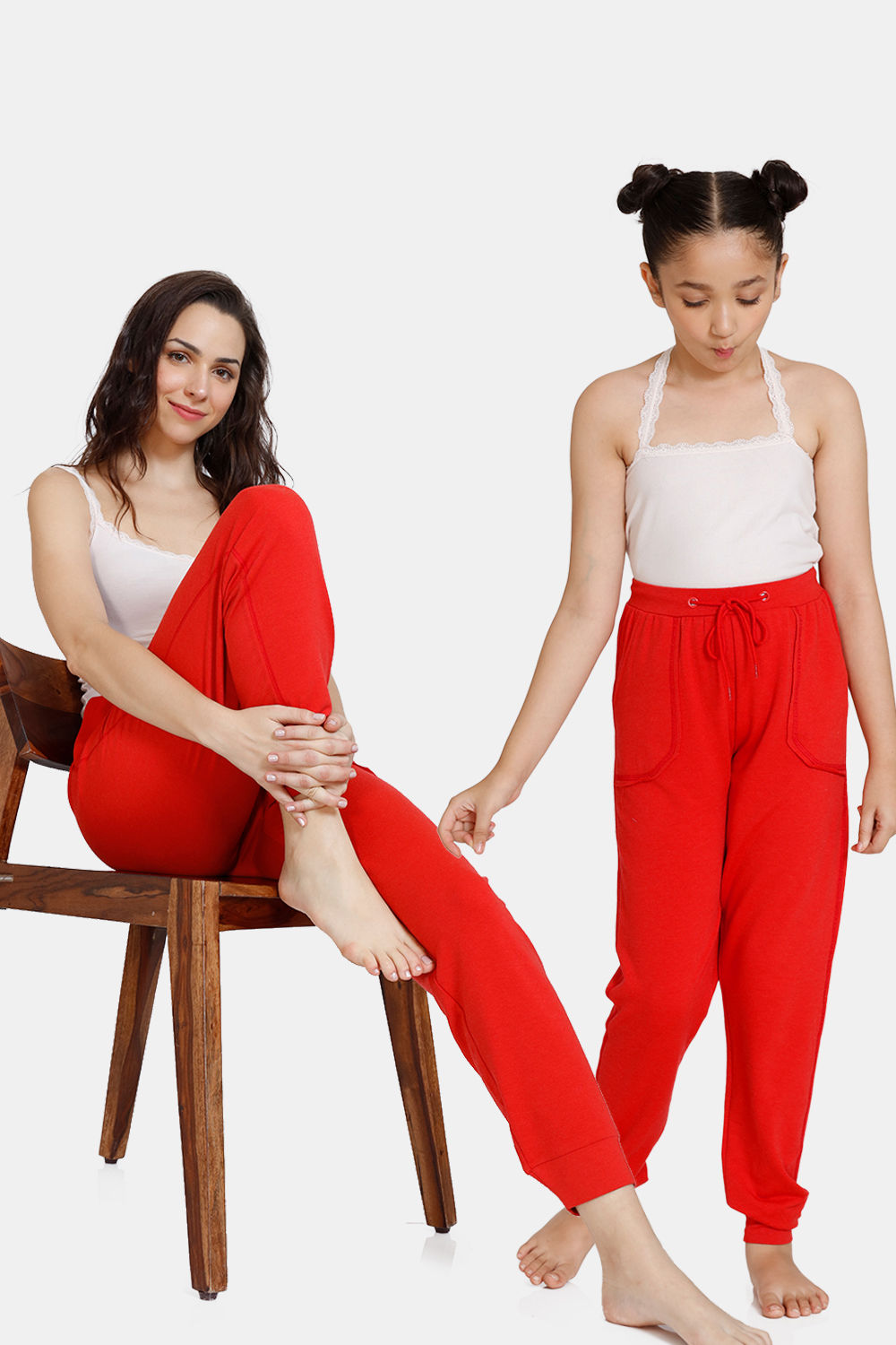 Buy Zivame Mini Me Knit Poly Mom-Kid Lounge Pants - Aurora Red