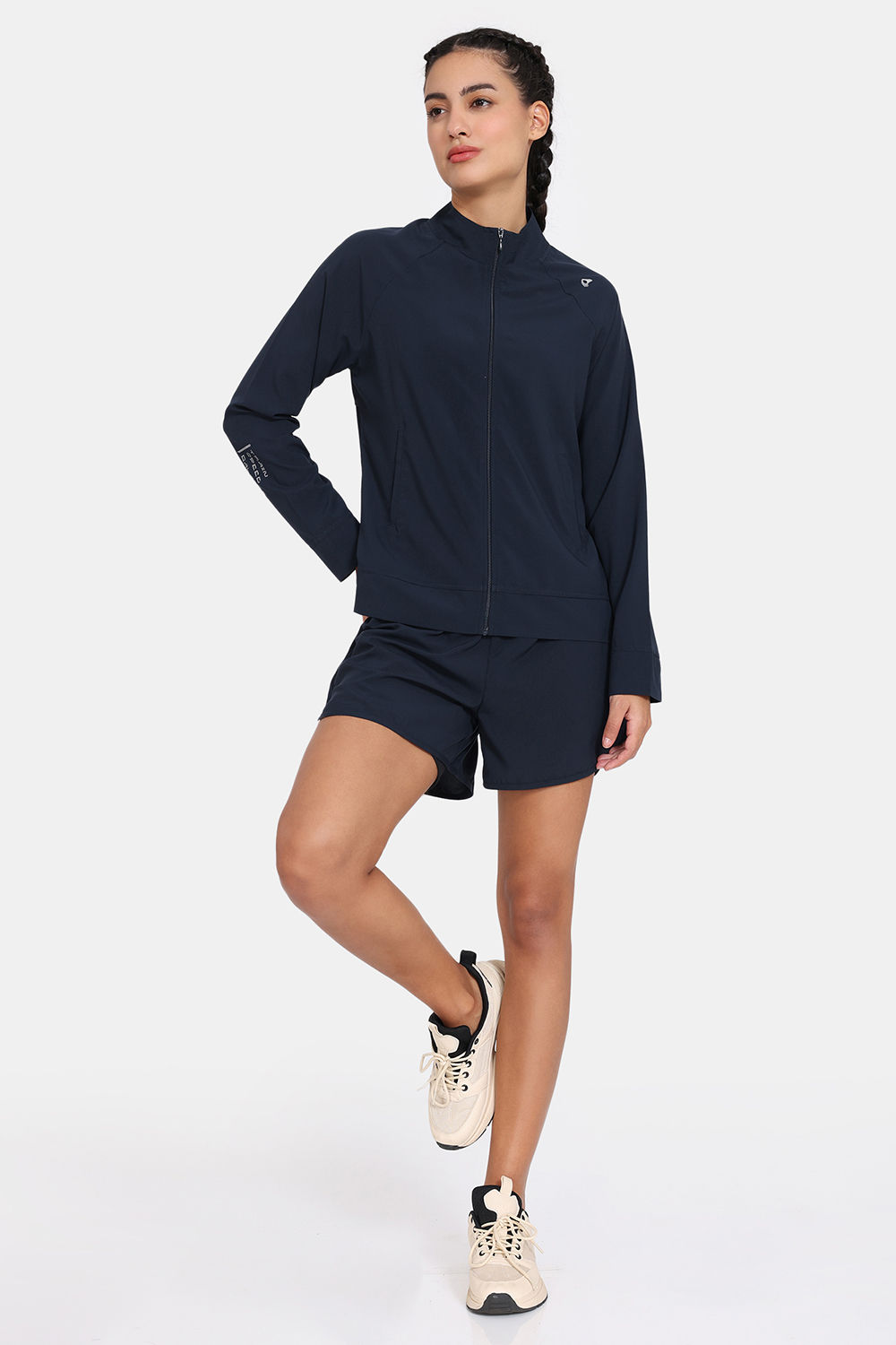 Buy Zelocity Quick Dry Relaxed Jacket With High Impact Mid Rise Shorts - Navy Blazer