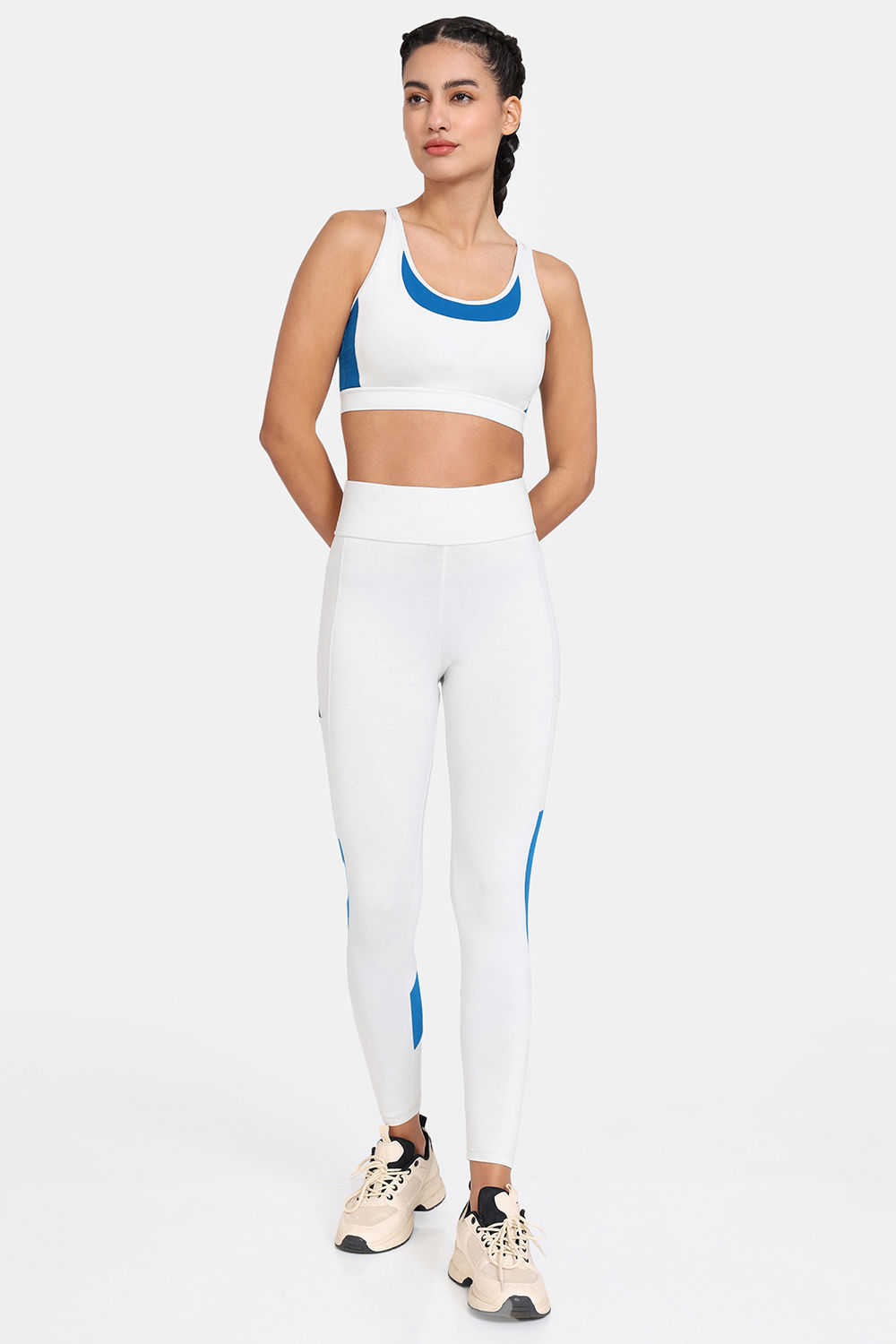 Zelocity Quick Dry Removable Padding Sports Bra With High Rise Leggings -  Blue Cobalt