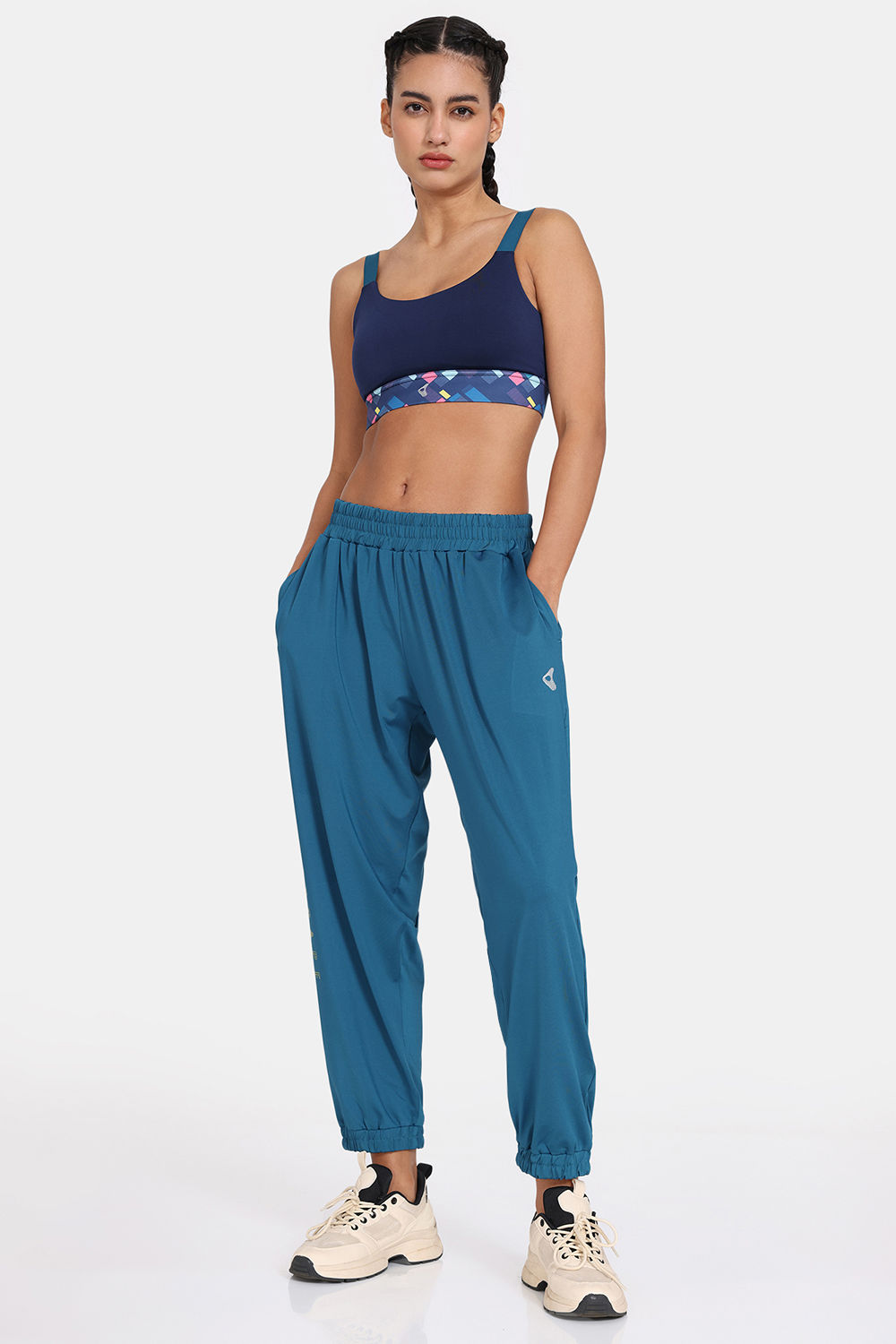 Buy Zelocity Quick Dry Removable Padding Sports Bra With Mid Rise Track  Pants - Sunny Blue Grass at Rs.1595 online