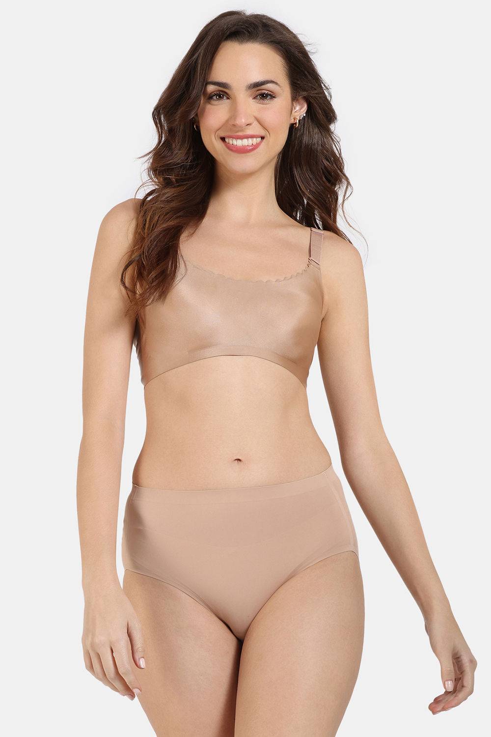 Buy Zivame Miracle Double Layered Non Wired Full Coverage T-Shirt Bra with Hipster Panty - Cuban Sand Roebuck
