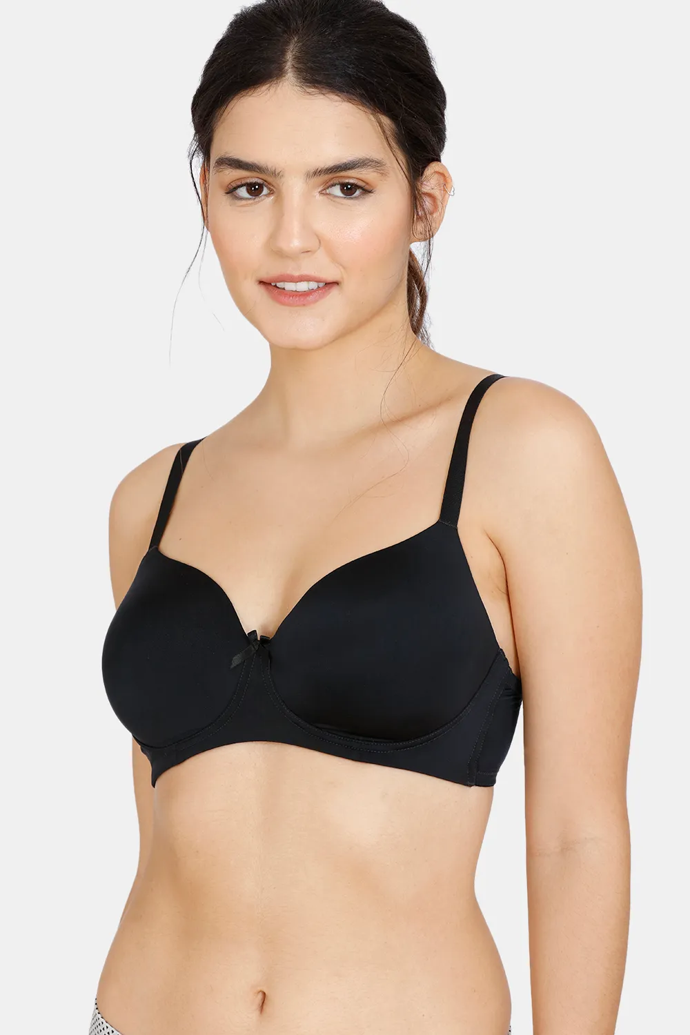Zivame Copper Infused Padded Non-Wired 3/4Th Coverage T-Shirt Bra With Low  Rise Panty - Anthracite