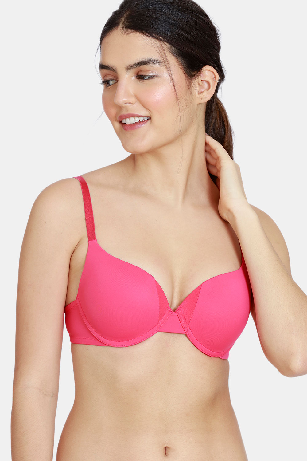 Zivame Hand Drawn Push-Up Wired Medium Coverage Bra With Hipster Panty -  Apricot