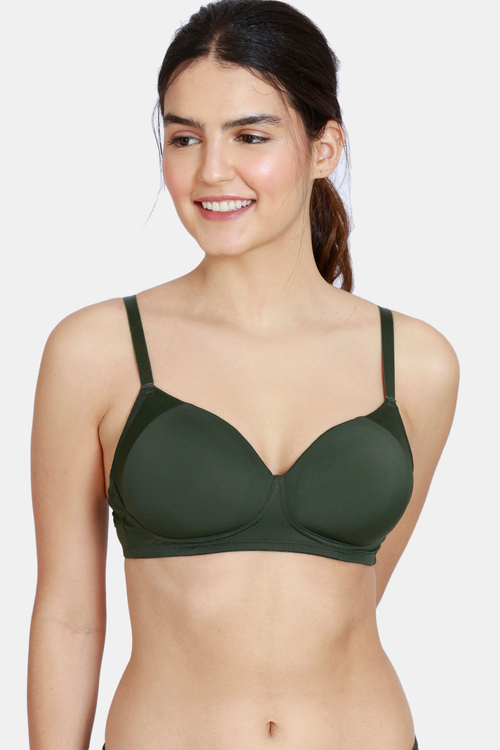 Buy Zivame Copper Infused Padded Non-Wired 3/4Th Coverage T-Shirt Bra With  Low Rise Panty - Anthracite at Rs.849 online