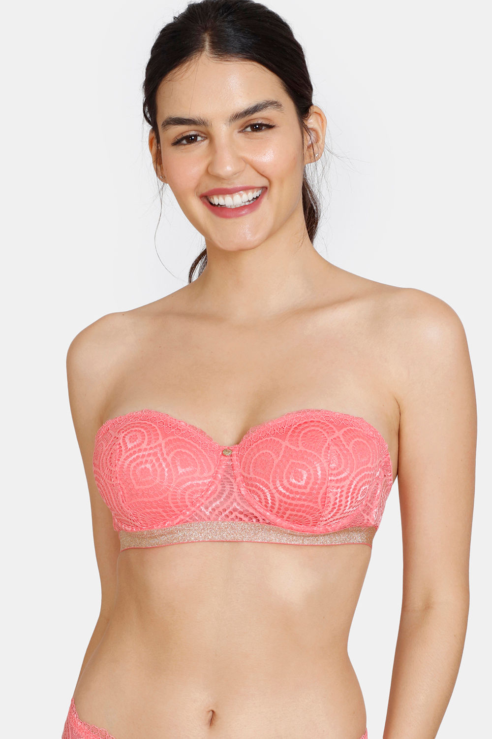 Buy Zivame Disco Padded High Wired 3/4th Coverage Strapless Bra With Bikini  Panty - Tea Rose at Rs.947 online