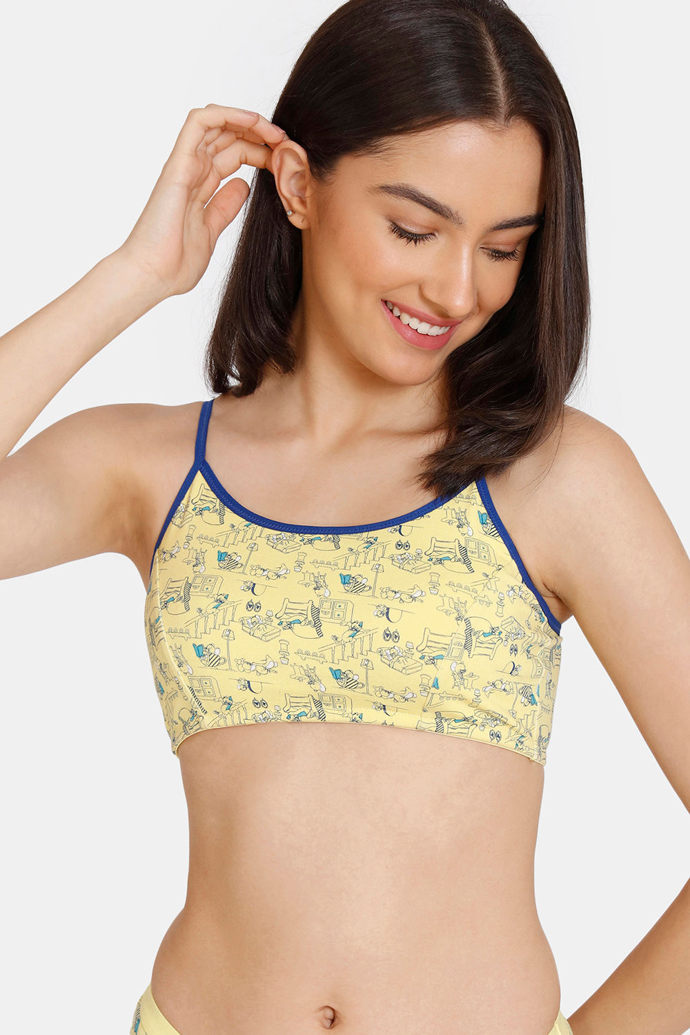 Buy Zivame Girls Tom & Jerry Double Layered Non Wired Full Coverage Bra  With Hipster Panty - Pale Marigold at Rs.711 online, Bra online