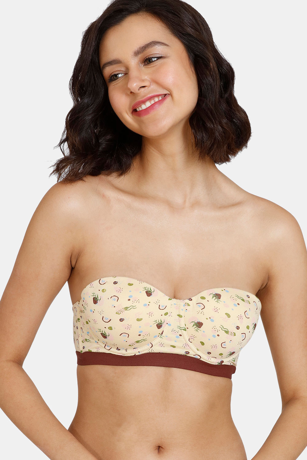 Buy Zivame Primrose Padded Wired 3/4th Coverage Strapless Bra With Hipster  Panty - Jacaranda at Rs.896 online