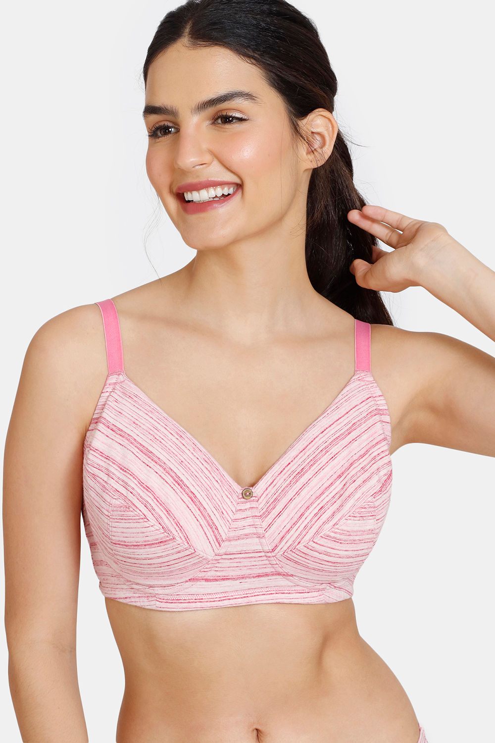 Zivame True Curv Gelato Lightly Lined Non Wired 3/4th Coverage Super  Support Bra With Hipster Panty - Pink Cosmos