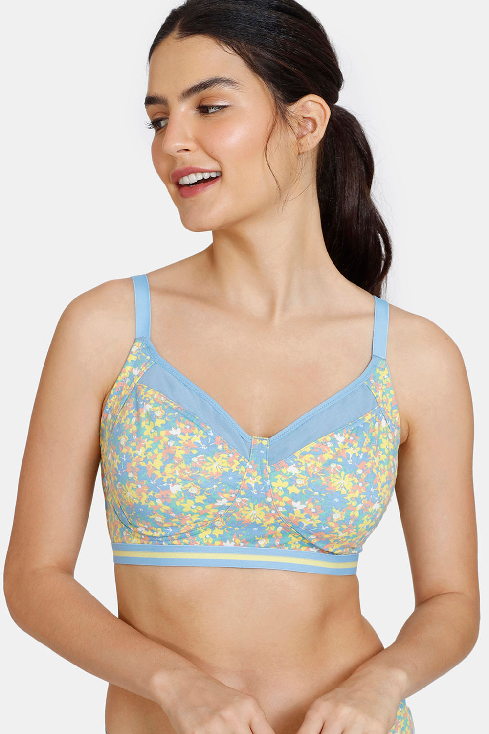 Buy Zivame Vivacious Double Layered Non-Wired 3/4th Coverage T-Shirt Bra  With Hipster Panty - Orange Print at Rs.722 online