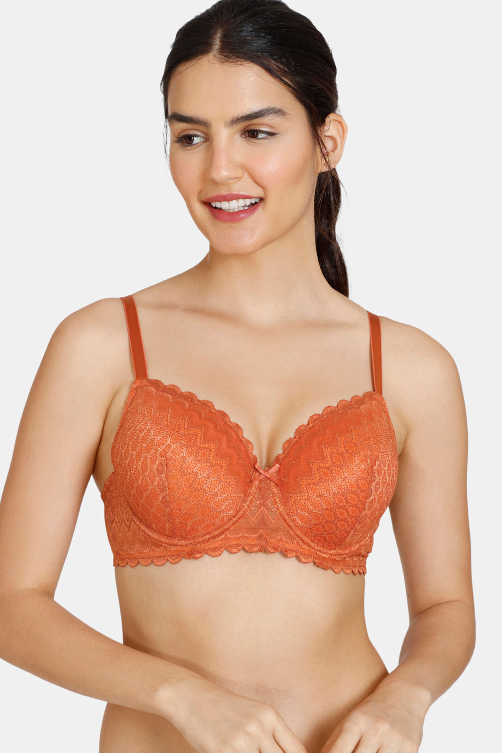 Buy Zivame Vintage Lace Padded Wired 3/4th Coverage Lace Bra - Golden Yellow  at Rs.525 online