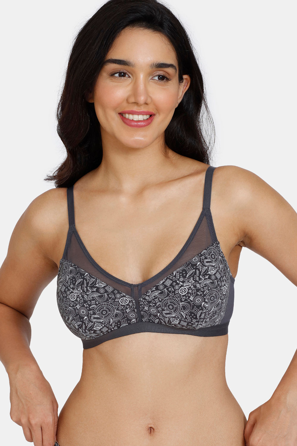 Zivame Desi Kitsch Double Layered Non Wired 3/4th Coverage T-Shirt Bra With  Hipster Panty - Sodalite Blue