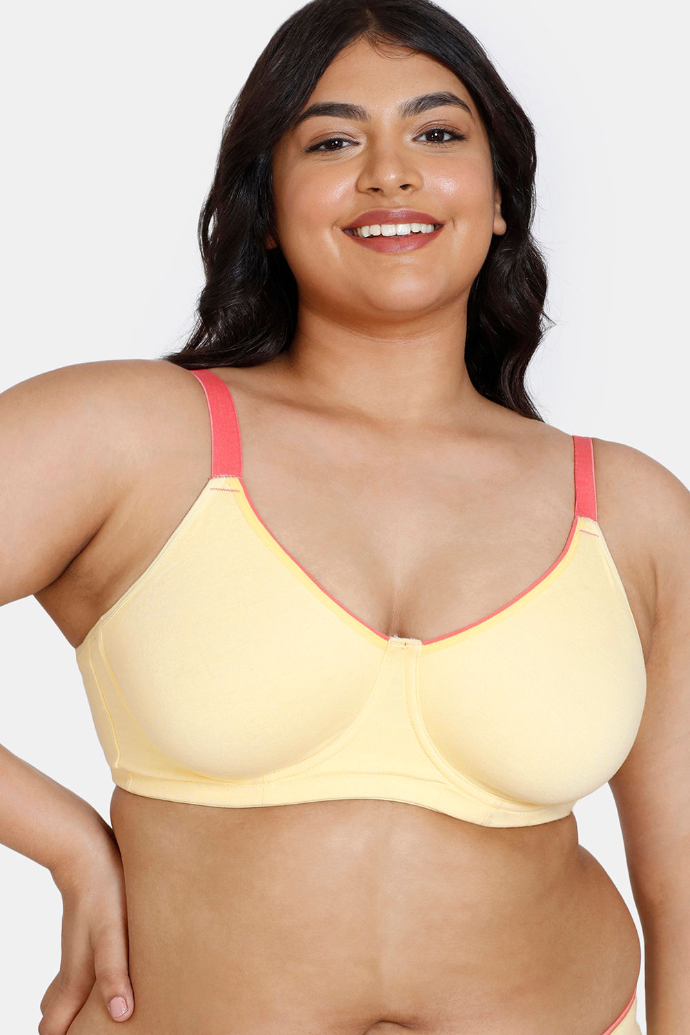 Buy Zivame Vivacious Double Layered Non-Wired 3/4th Coverage Minimiser Bra  With Hipster Panty - Orange Print at Rs.922 online