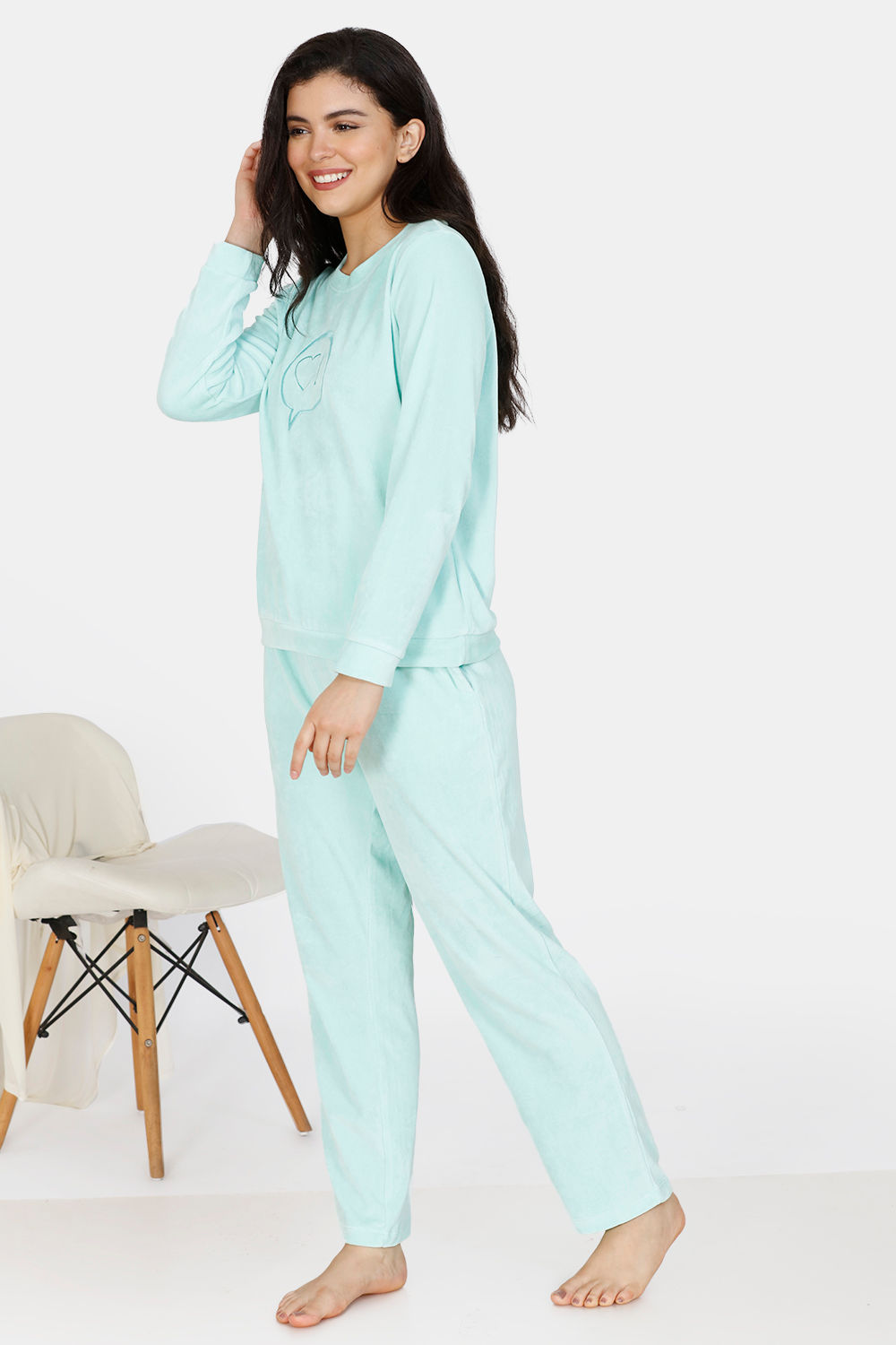 Plus Fluffy Faux Fur Long Sleeve Top Pants Pajama Set, 56% OFF