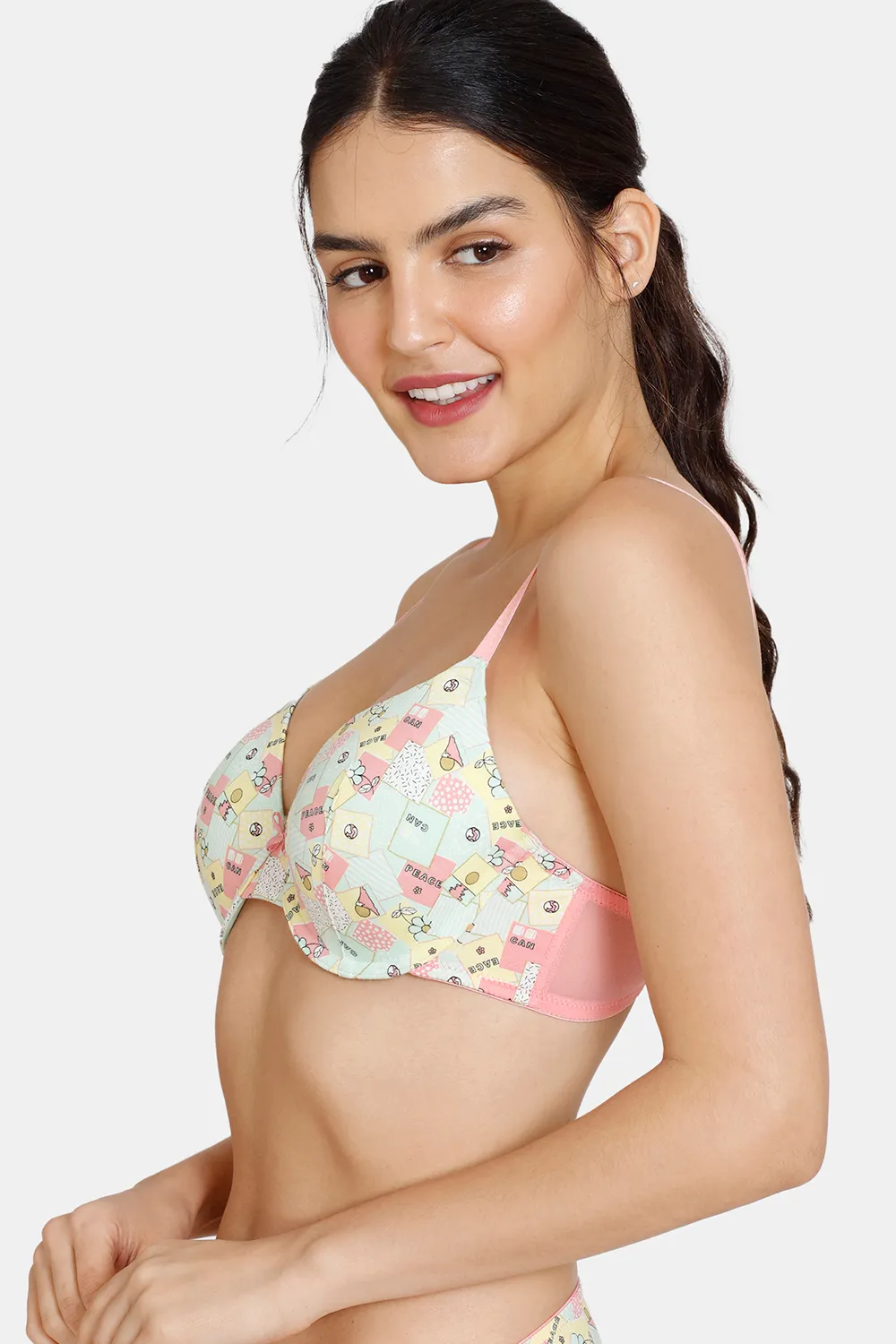 Buy Zivame Comikart Padded Wired 3/4th Coverage T-Shirt Bra With