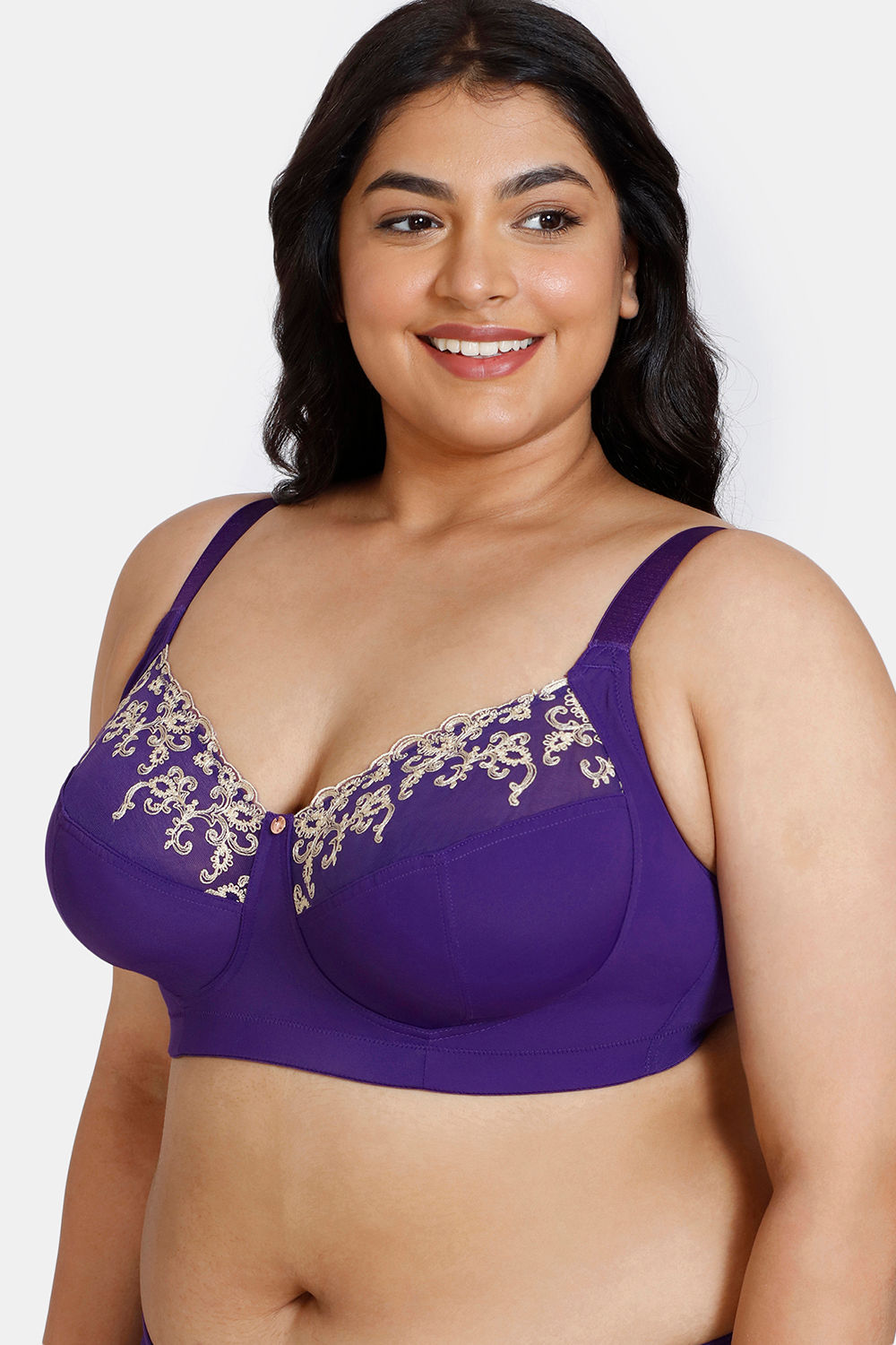 Buy Zivame True Curv Desert Rose Double Layered Non Wired Full Coverage  Super Support Bra With Bikini Panty - Violet Indigo at Rs.1031 online