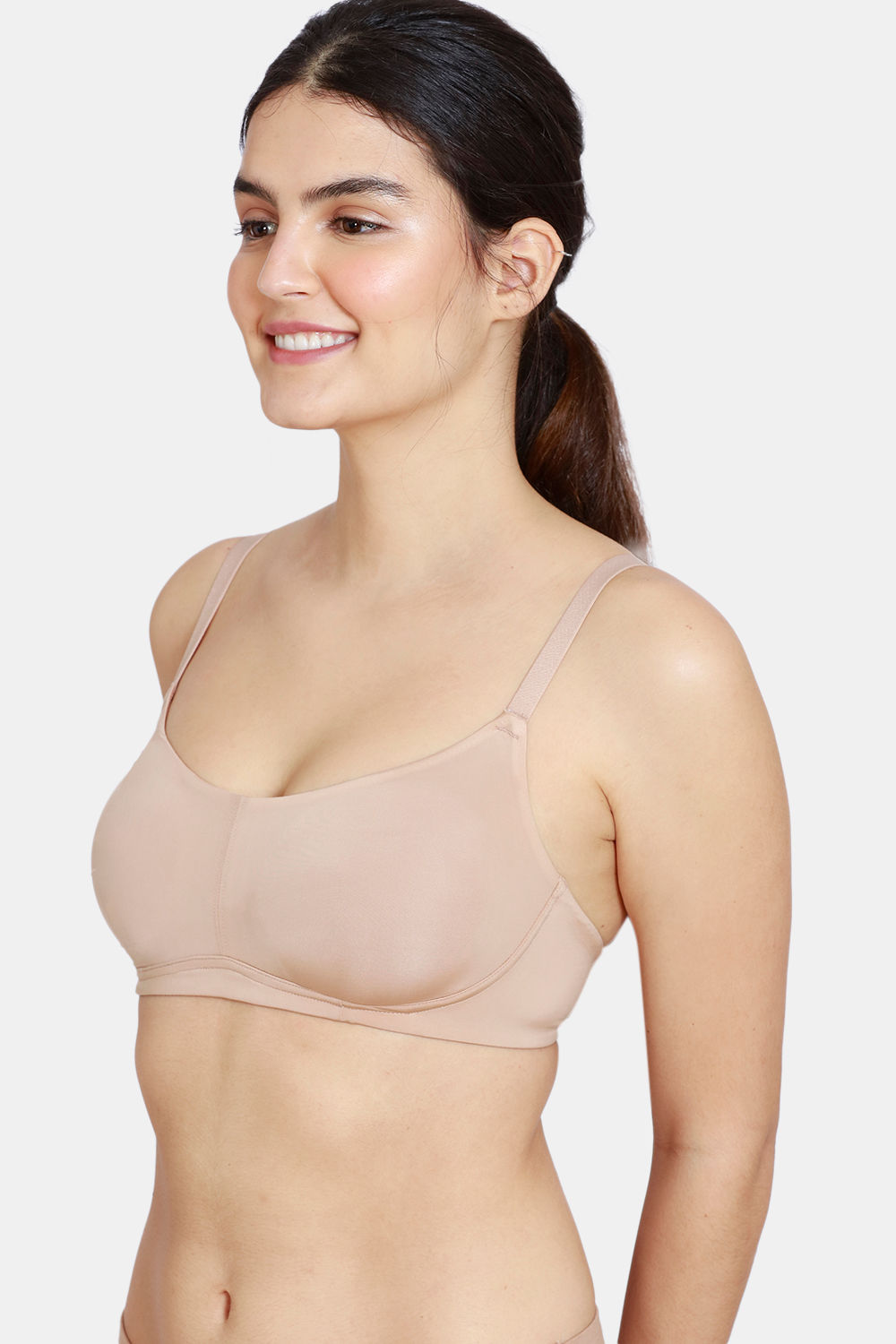 Zivame Copper Infused Double Layered Non-Wired 3/4Th Coverage T-Shirt Bra  With Low Rise Panty - Anthracite