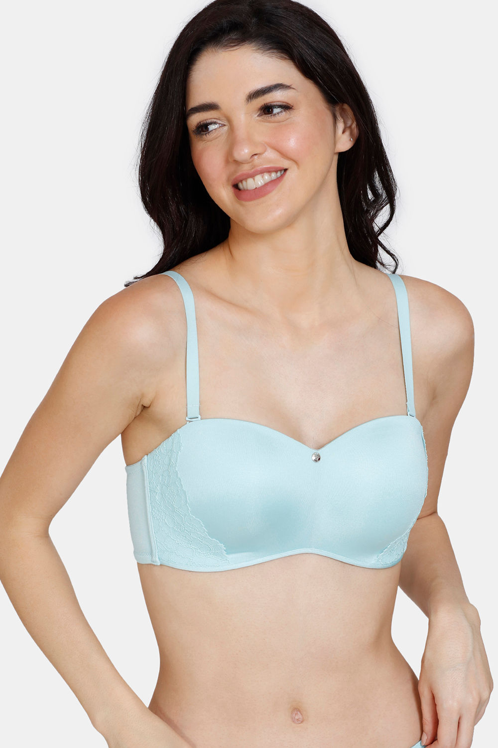Buy Zivame Marshmallow Padded Non Wired 3/4th Coverage Strapless Bra With  Bikini Panty - Plume at Rs.1294 online