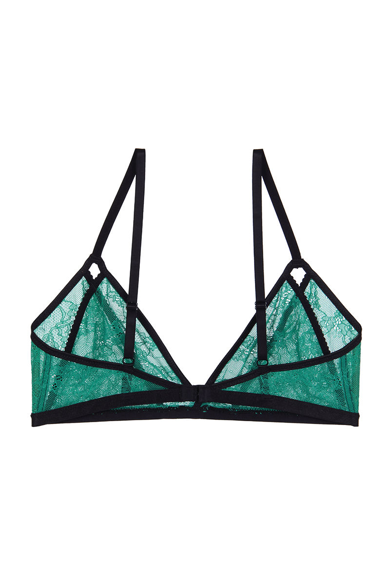 Lace triangle bra - dark green - Undiz