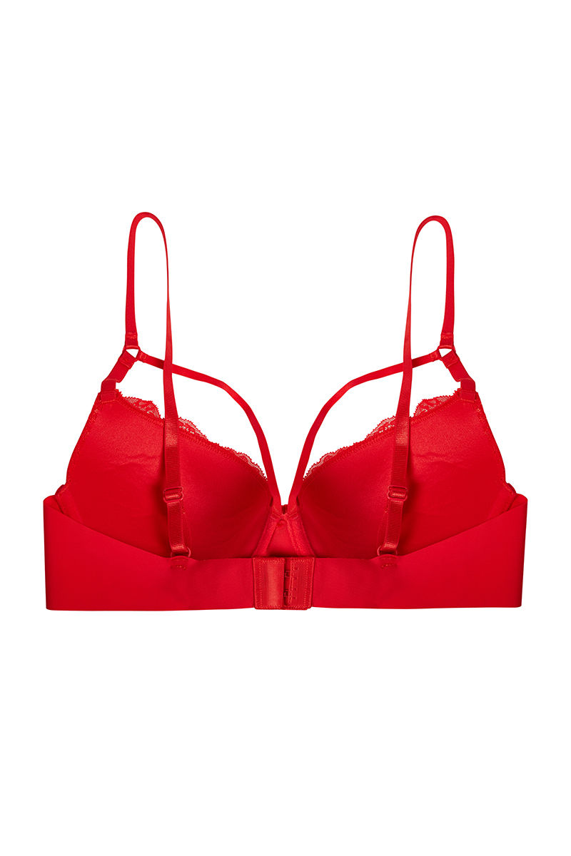 Buy Zivame All That Lace Demi Bra with Thong Panty- Red at Rs.1290 online
