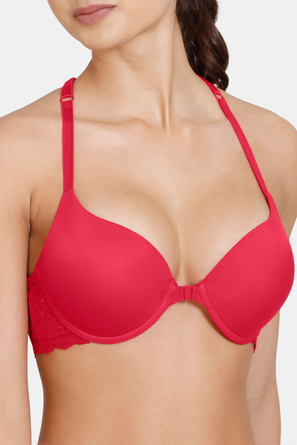 Buy Zivame Serenade Padded Non Wired 3/4th Coverage Lace Bra With Hipster  Panty - Ski Patrol at Rs.797 online
