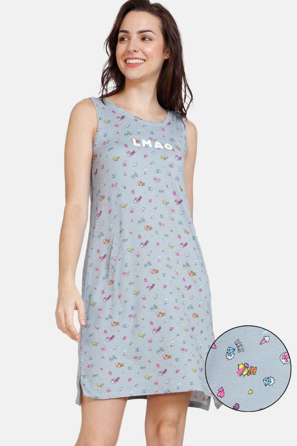 Buy online Printed Overlap Neck Sleepshirts & Nighty from sleepwear for  Women by Zivame for ₹759 at 36% off | 2024 Limeroad.com