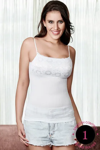 Buy Zivame Lace Touch Spaghetti Straps Shaping Tank Top-White at Rs.995  online
