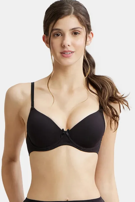Buy Jockey High Coverage Underwired T Shirt Bra- Black at Rs.799 online