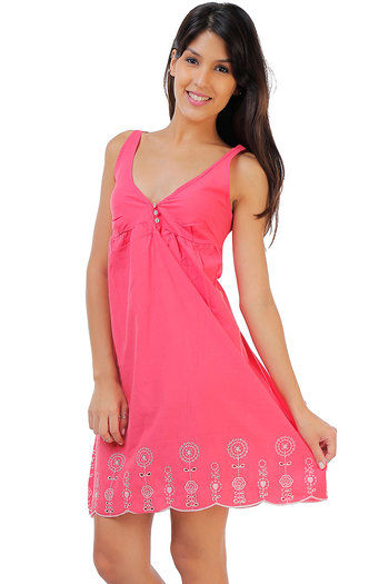 sachin and babi light blue dress FUCHSIA PINK EMBROIDERED SHORT NIGHT DRESS - The Saffron Saga main image 1