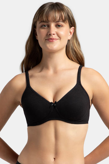 Buy Jockey Double Layered Non Wired 3/4th Coverage Super Support Bra - Black